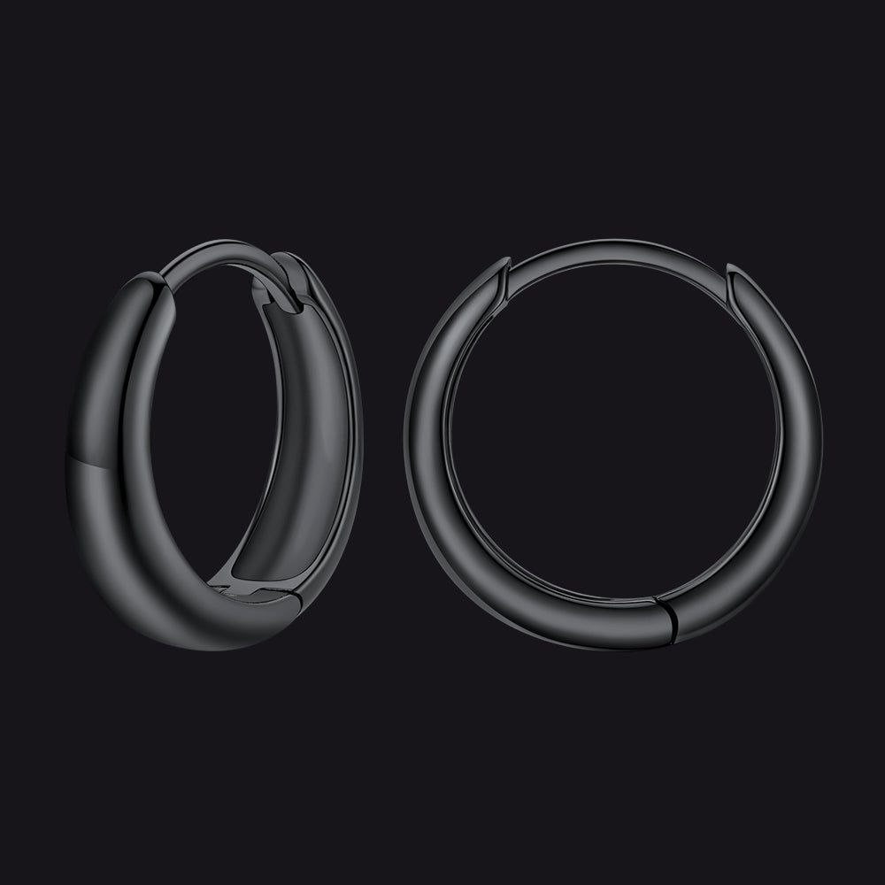 Simple Sterling Silver Thick Huggie Hoop Earrings for