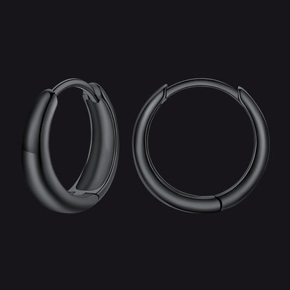 Simple Sterling Silver Thick Huggie Hoop Earrings for