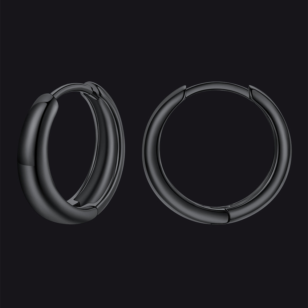 Simple Sterling Silver Thick Huggie Hoop Earrings for