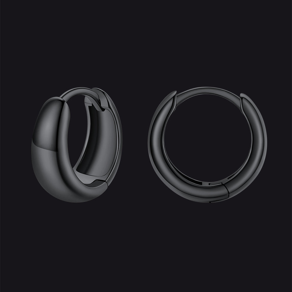 Simple Sterling Silver Thick Huggie Hoop Earrings for