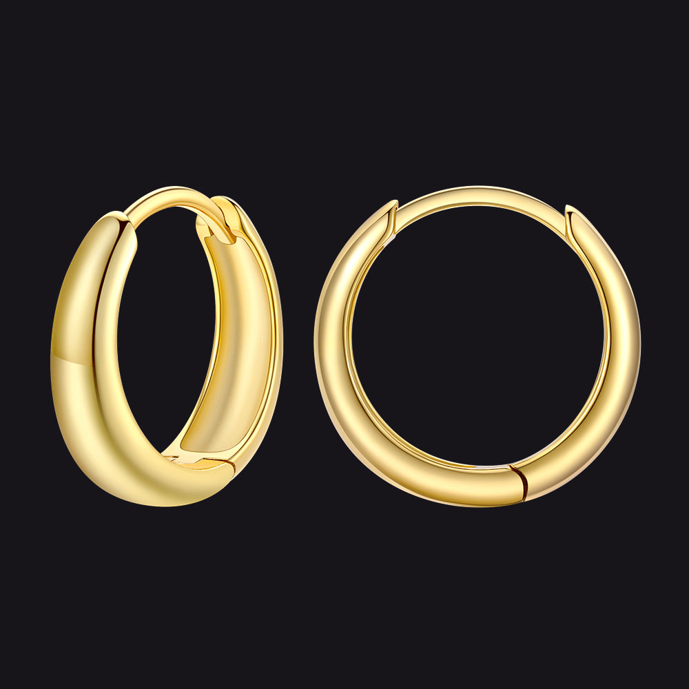 Simple Sterling Silver Thick Huggie Hoop Earrings for