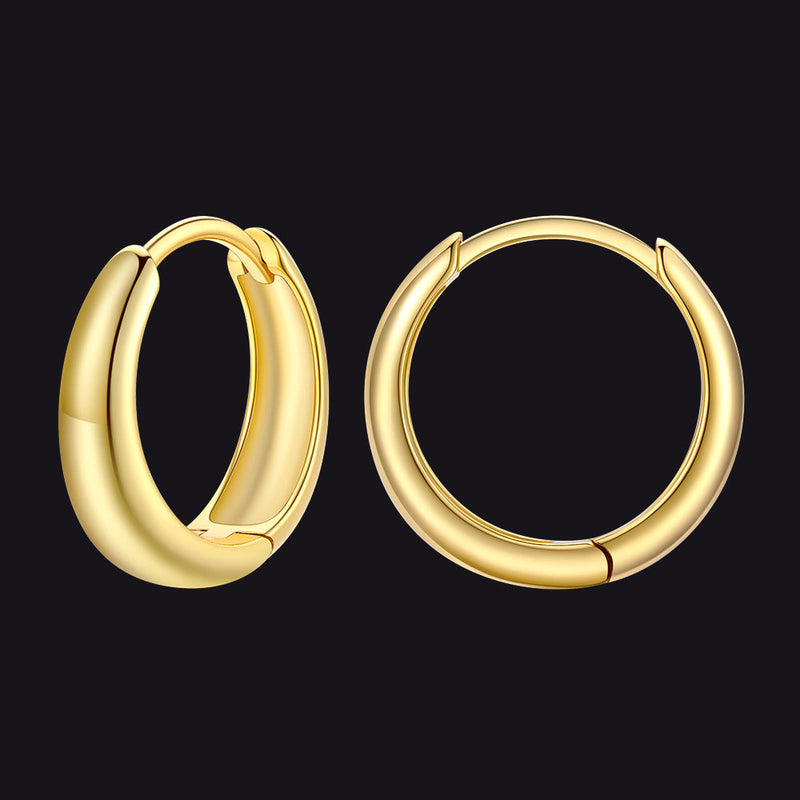 Simple Sterling Silver Thick Huggie Hoop Earrings for