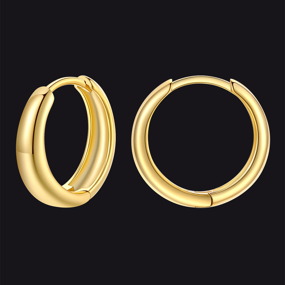 Simple Sterling Silver Thick Huggie Hoop Earrings for
