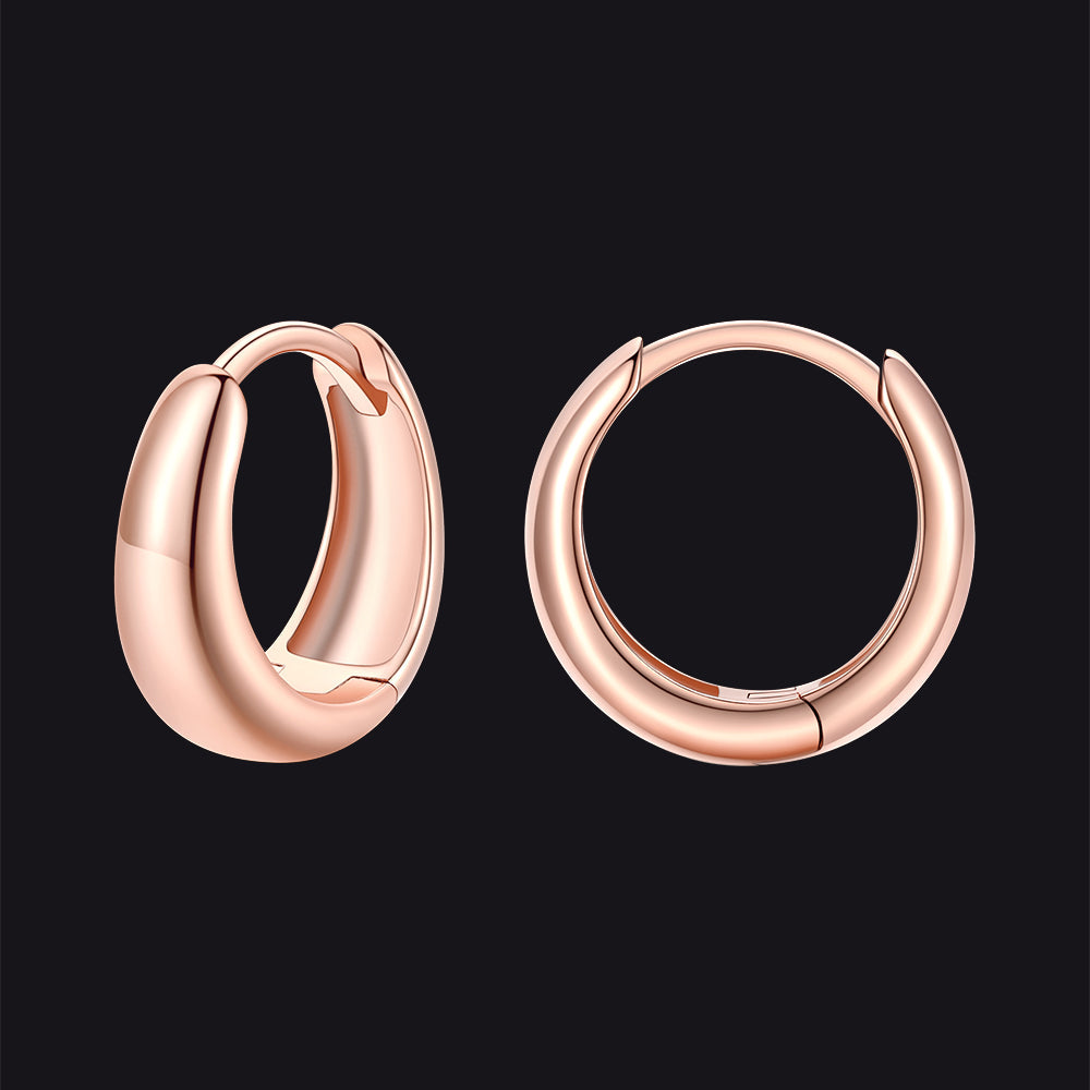 Simple Sterling Silver Thick Huggie Hoop Earrings for