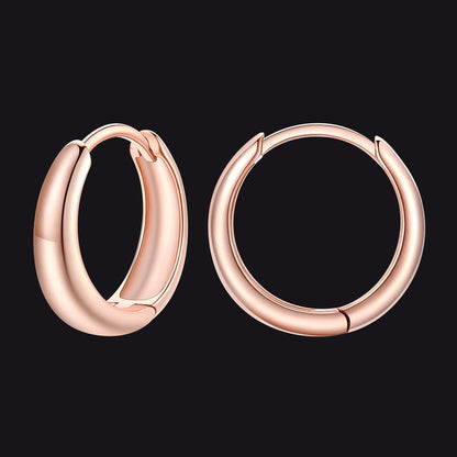 Simple Sterling Silver Thick Huggie Hoop Earrings for