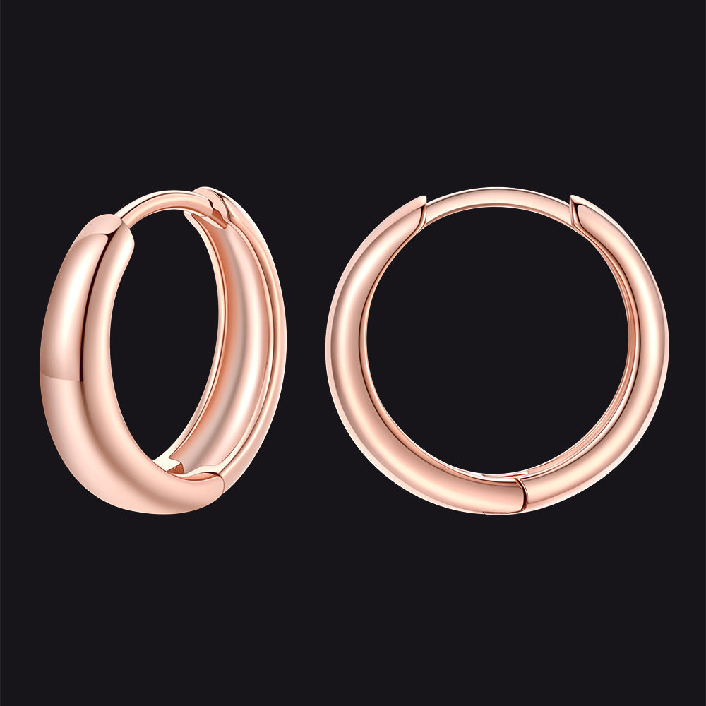 Simple Sterling Silver Thick Huggie Hoop Earrings for
