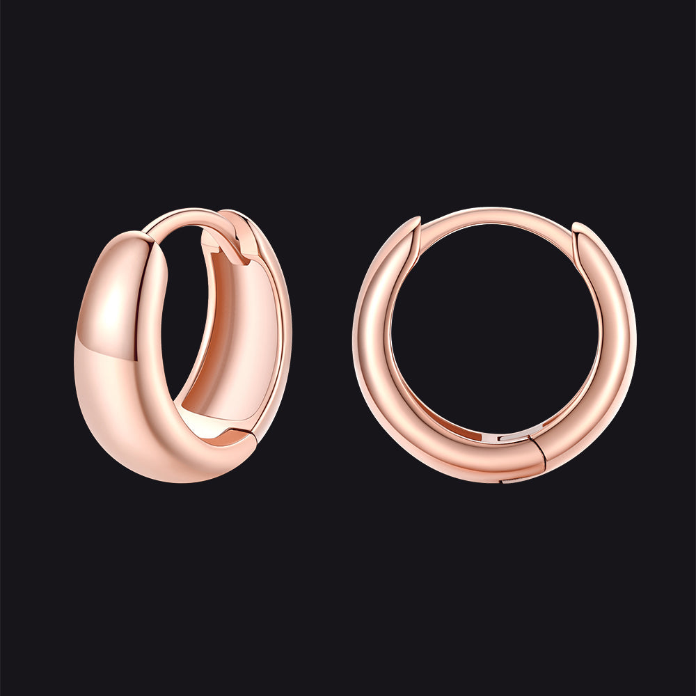 Simple Sterling Silver Thick Huggie Hoop Earrings for