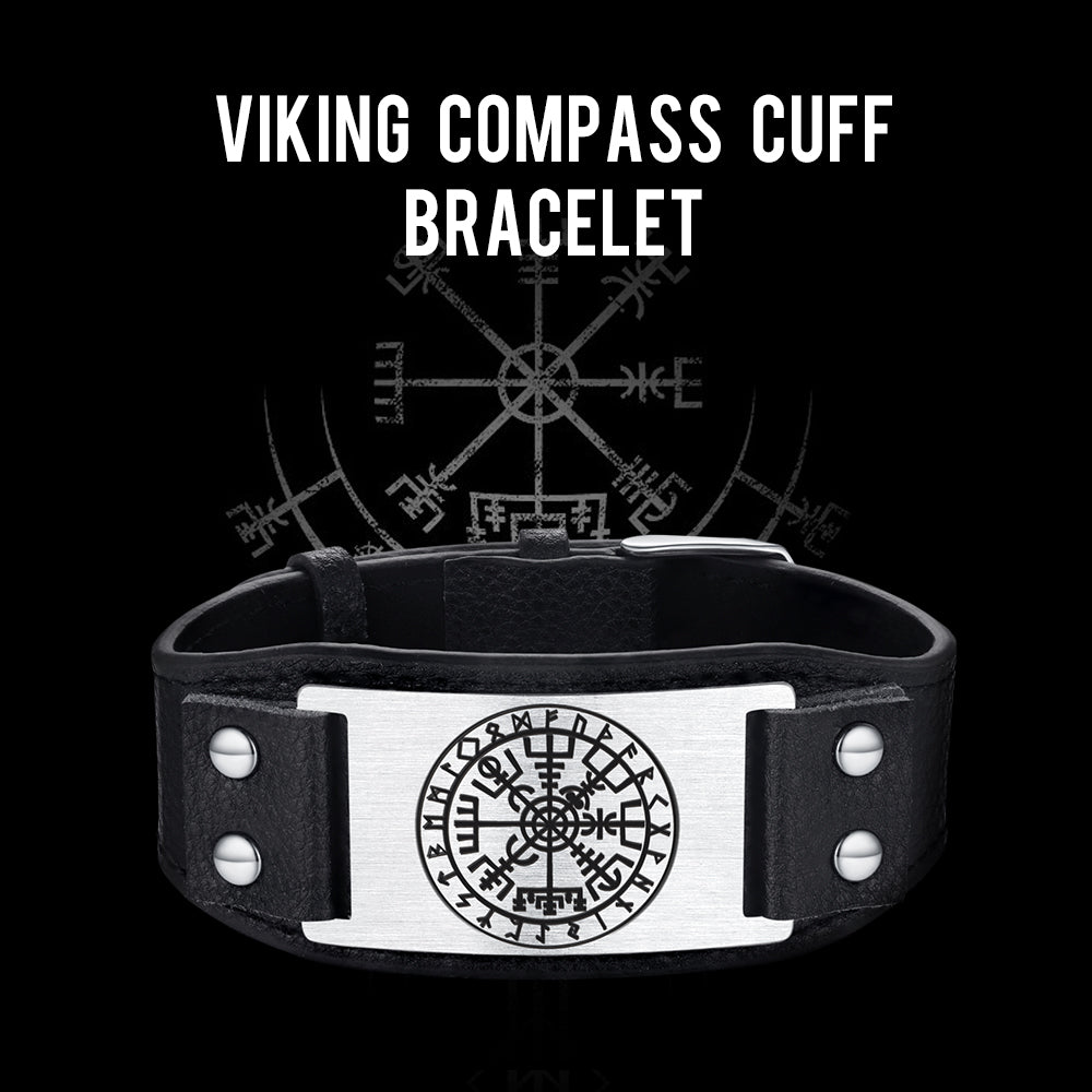 Flash Norse Viking Compass Leather Bracelet Wristband for Son