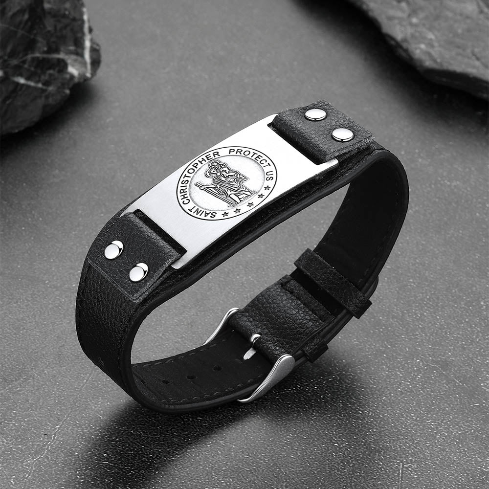 Flash Saint Floriant Pu Cuff Bracelet Leather Wristband for