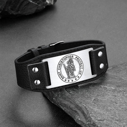 Flash Saint Floriant Pu Cuff Bracelet Leather Wristband for