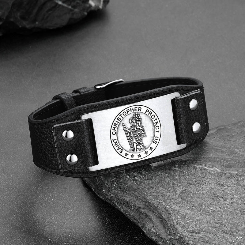 Flash Saint Floriant Pu Cuff Bracelet Leather Wristband for