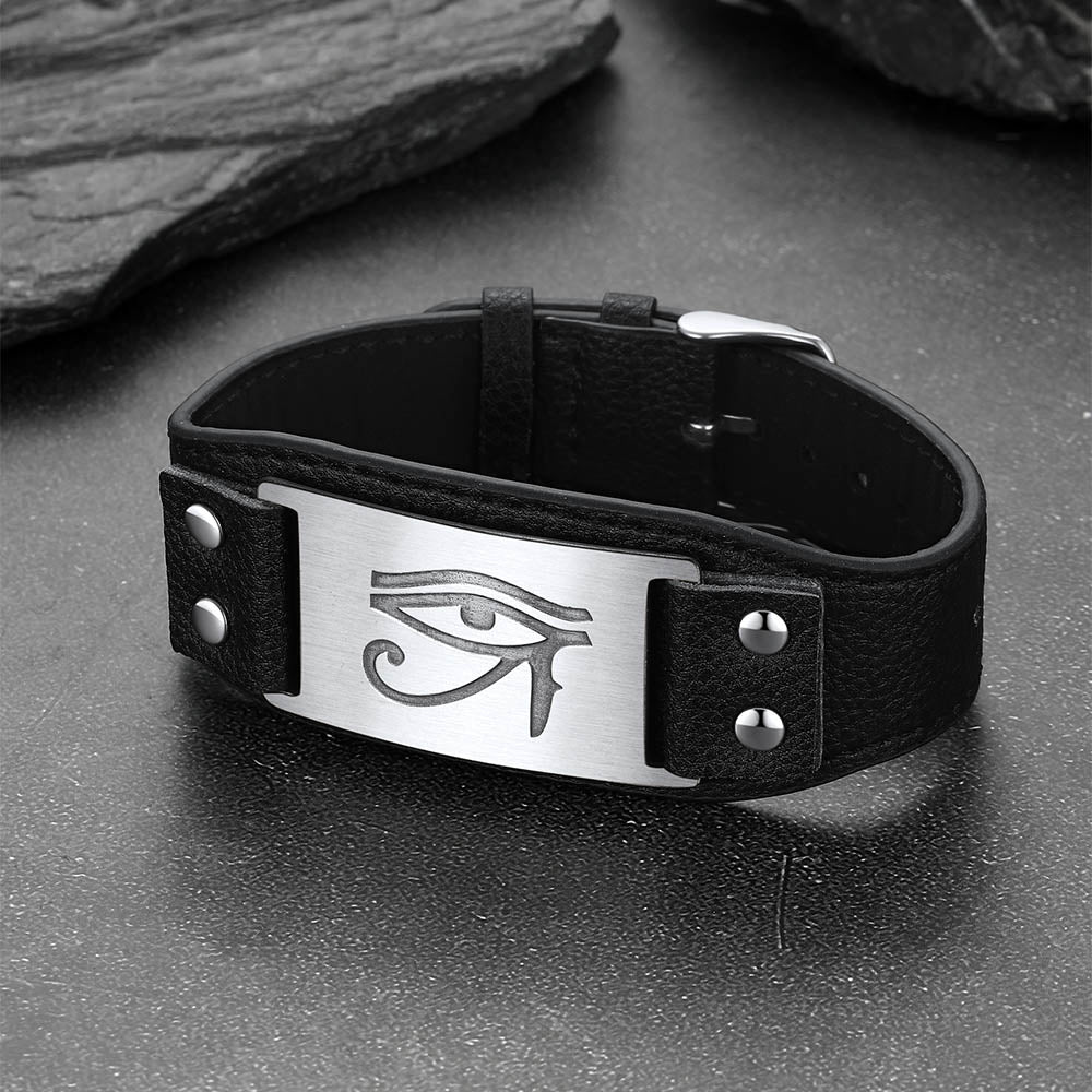 Egyptian Horus Eye Leather Bracelet Wristband for Son
