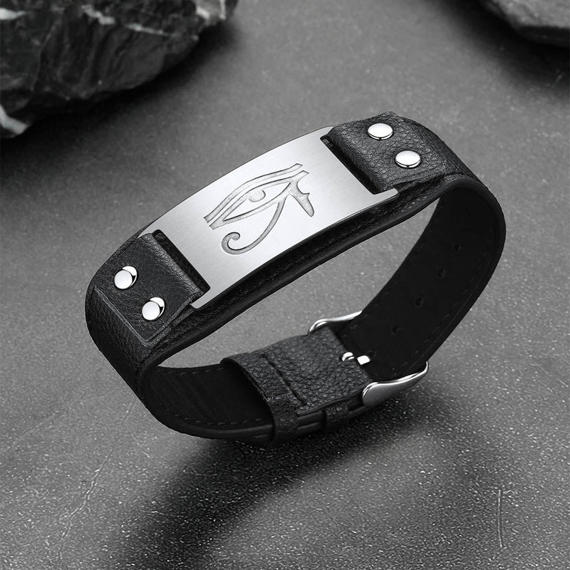 Egyptian Horus Eye Leather Bracelet Wristband for Son