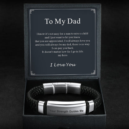 Custom Braided Black Leather Bracelet Birthday Gift for
