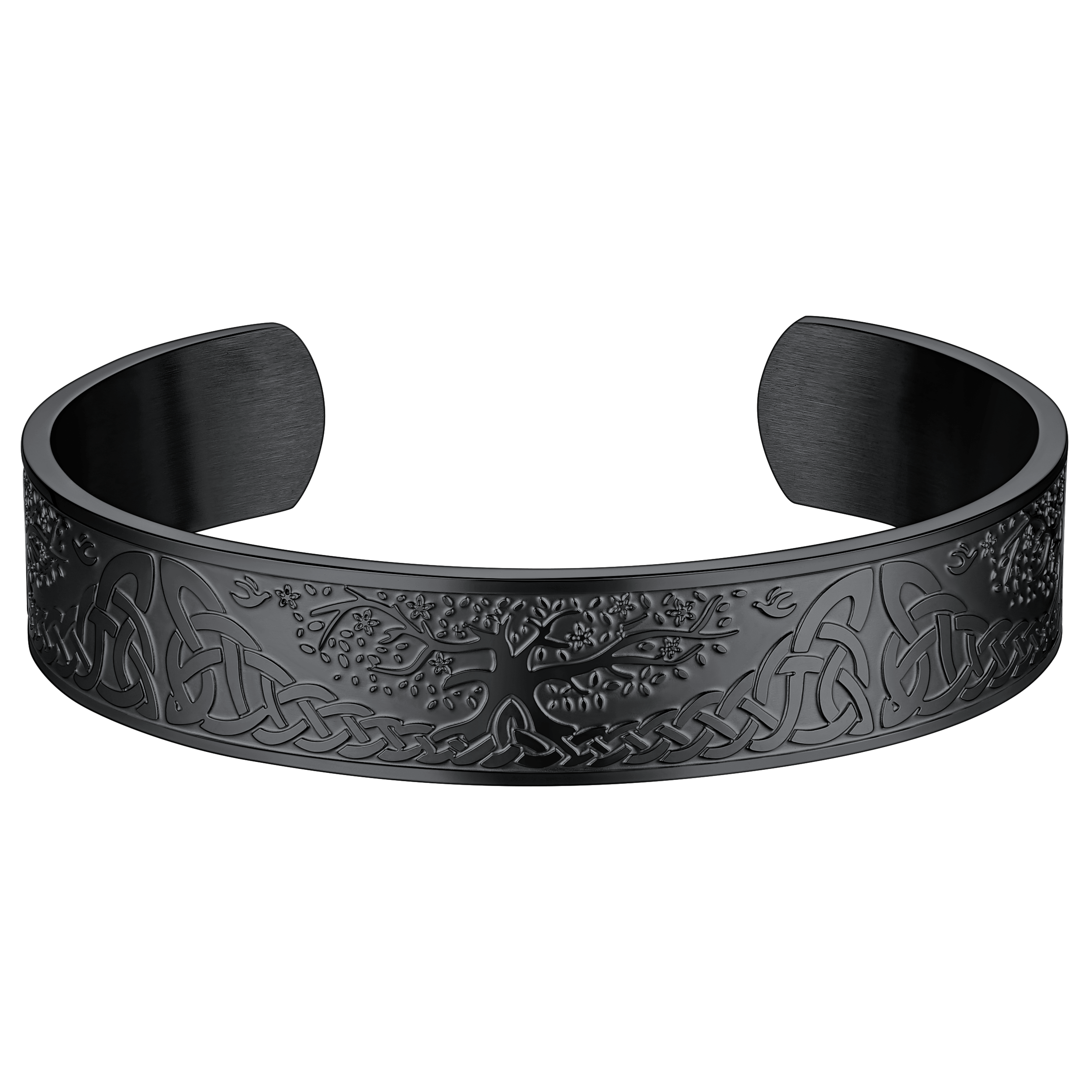 Engraved Viking Jewelry Bangle Bracelet With Celtic Tree of Life
