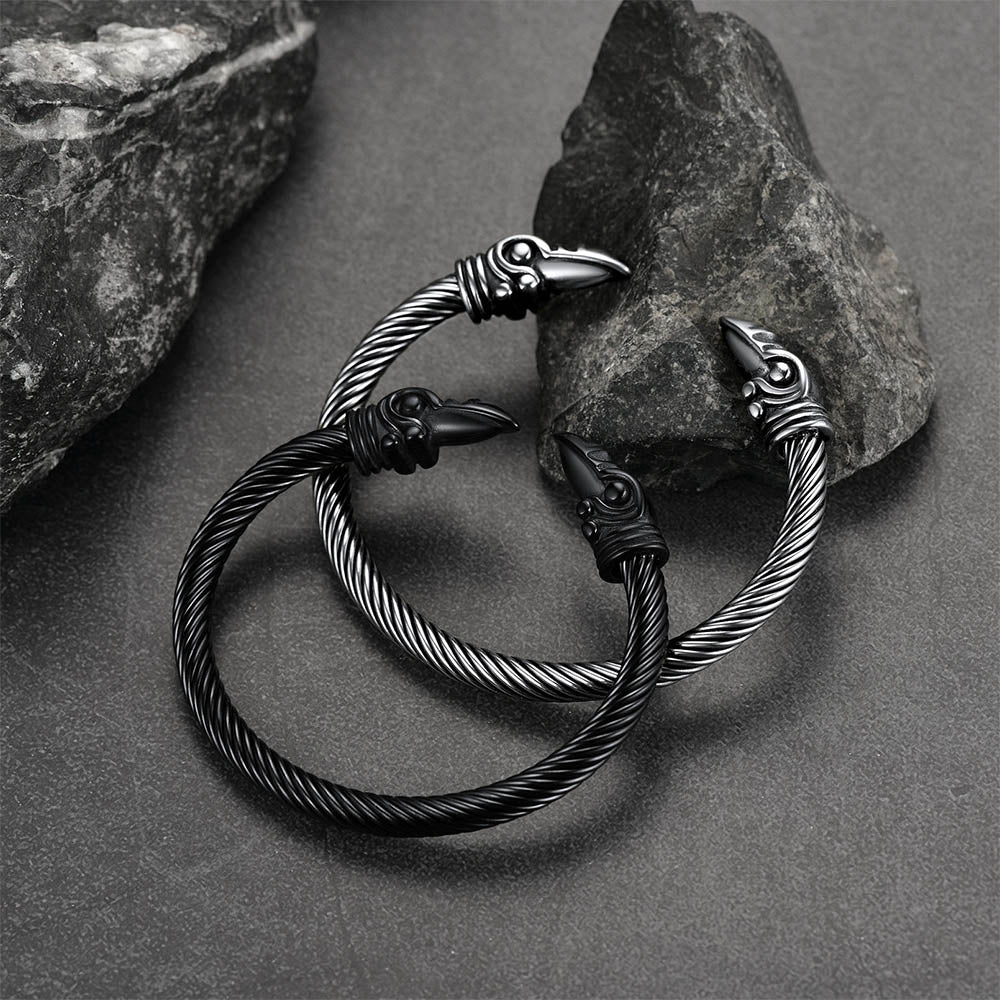 Faithheart Viking Raven Cuff Bracelet Bangle for
