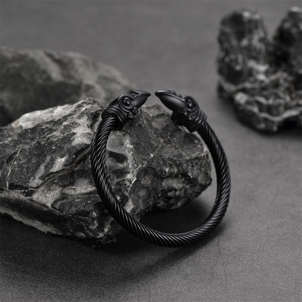 Faithheart Viking Raven Cuff Bracelet Bangle for