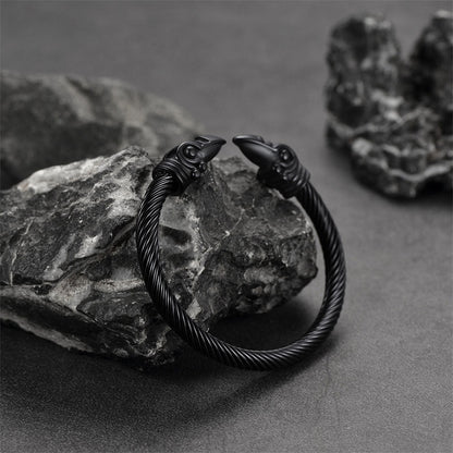 Faithheart Viking Raven Cuff Bracelet Bangle for