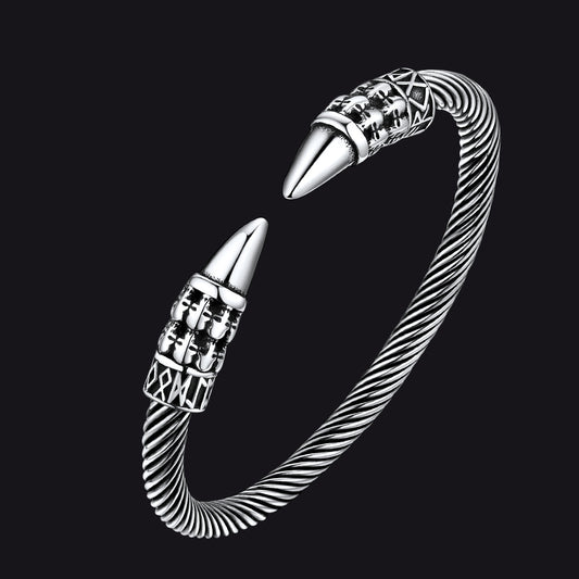 Viking Runes Skull Arm Ring Dangle Bracelet for