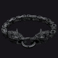 Viking Wolf Head Chain Bracelet Cuff Bangle Gift for