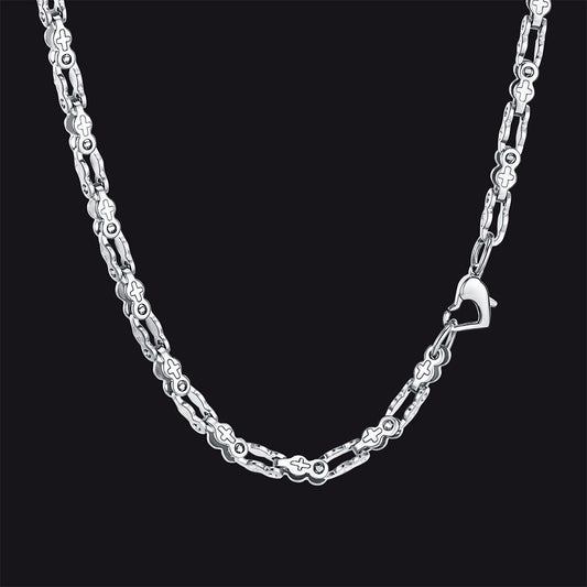 Stainless Steel Biker Chain Necklace With Cross for