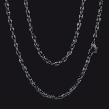 4mm Coffee Bean Necklace Metal Link Rope Cord for