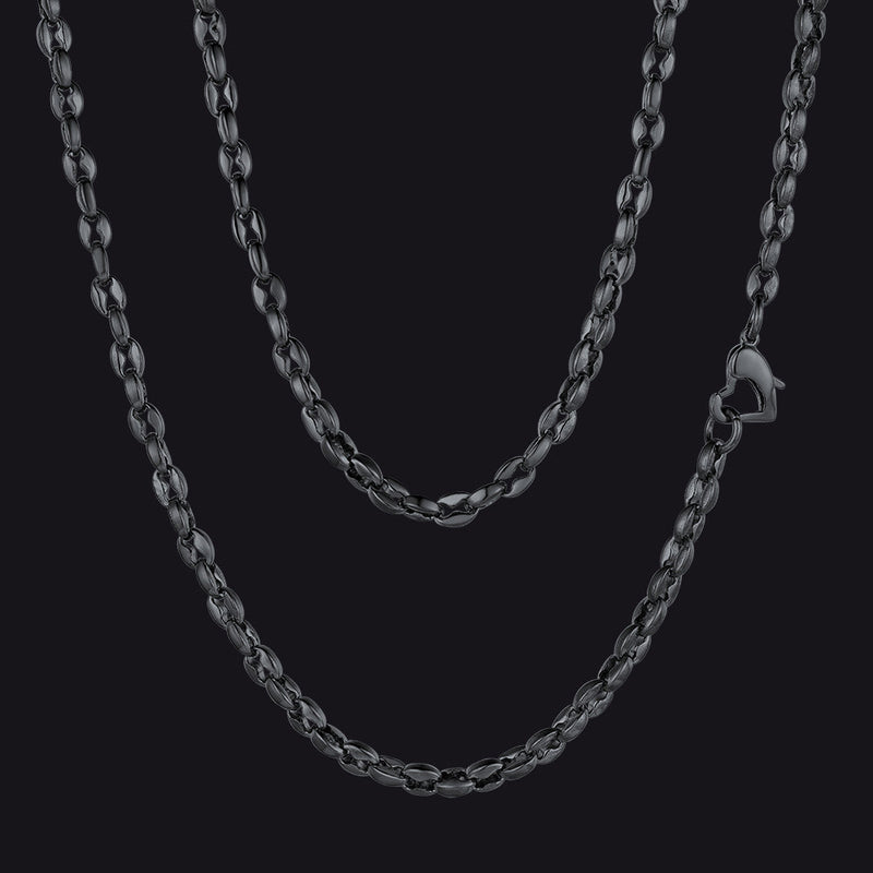 4mm Coffee Bean Necklace Metal Link Rope Cord for