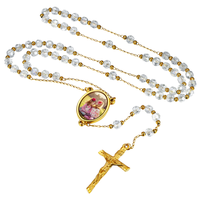 Personalized Photo Rosary Beads Cross Necklace With Picture for