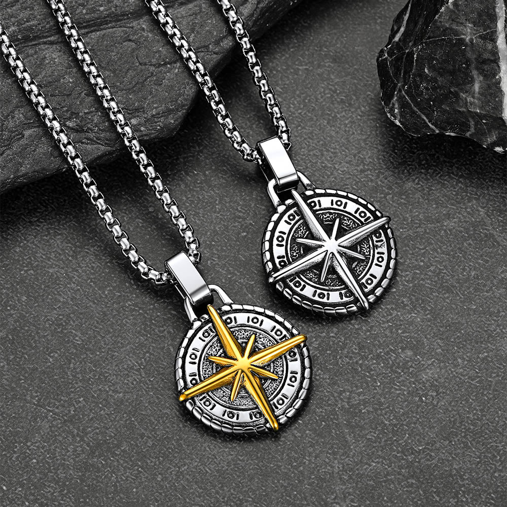 Gothic Compass Necklace Polaris Pendant for Father Gift