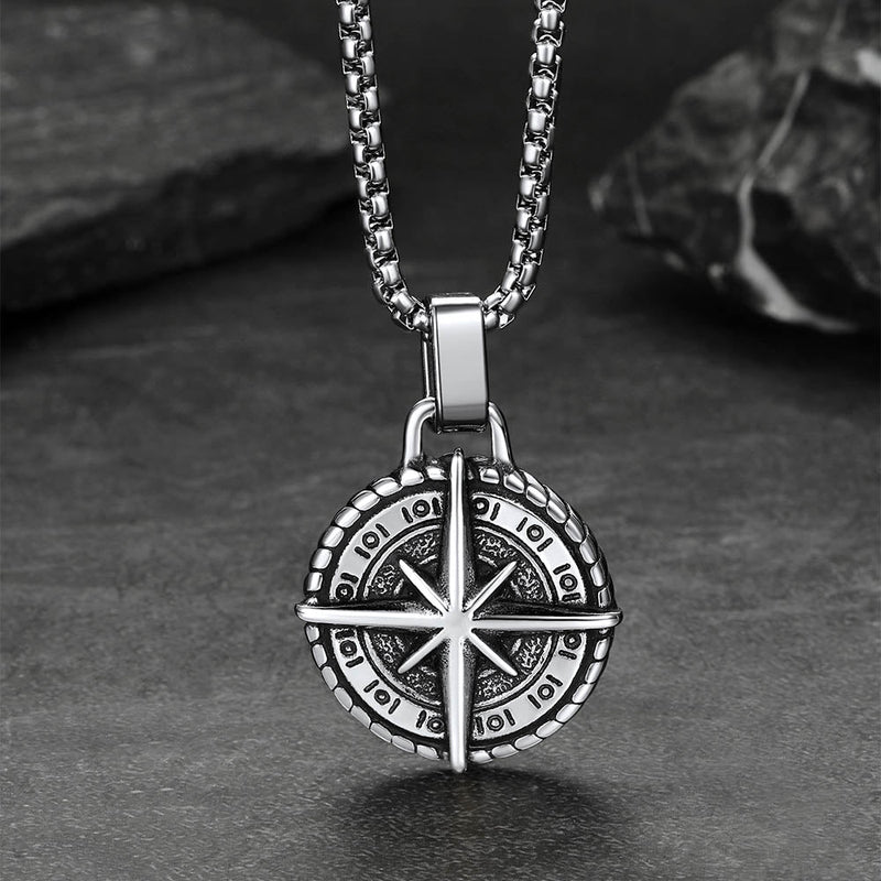 Gothic Compass Necklace Polaris Pendant for Father Gift
