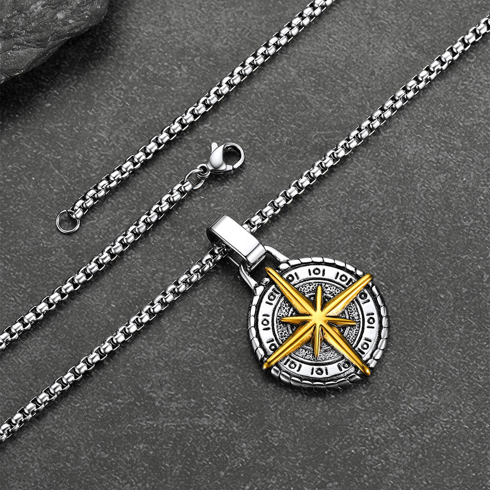 Gothic Compass Necklace Polaris Pendant for Father Gift
