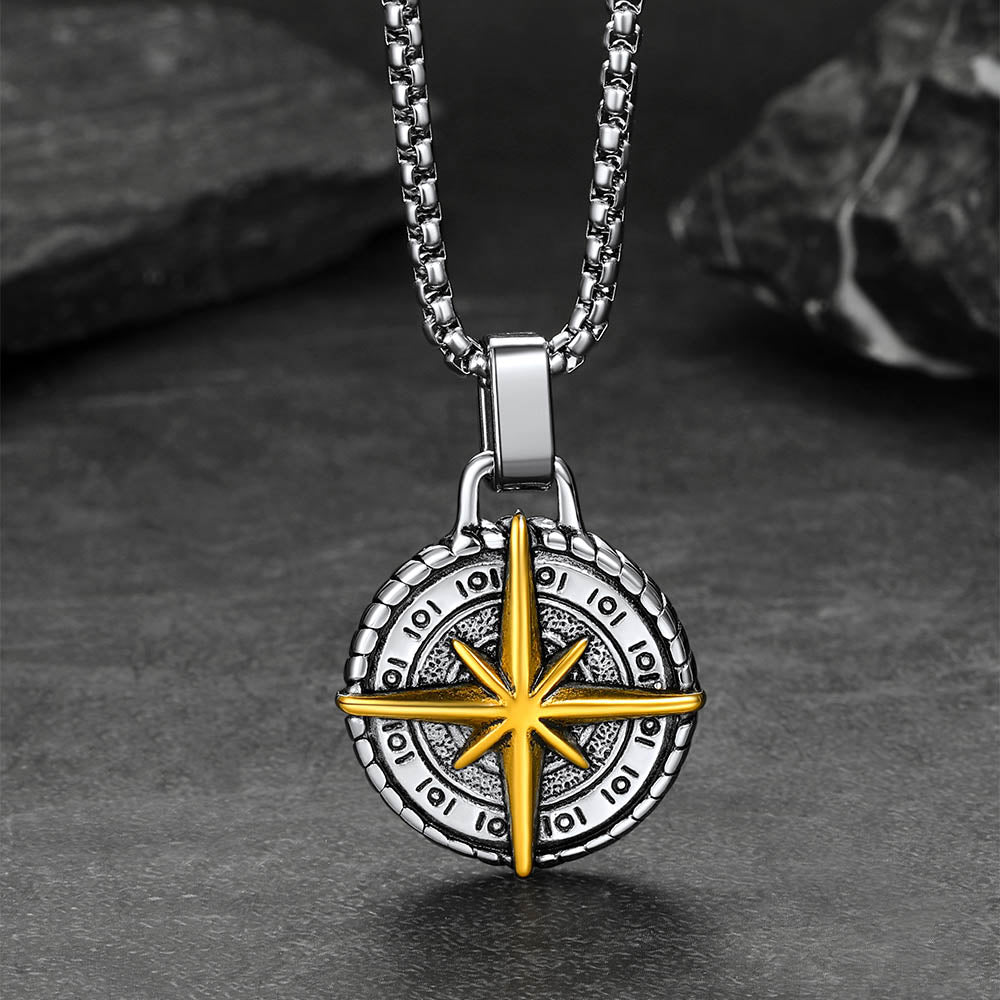 Gothic Compass Necklace Polaris Pendant for Father Gift