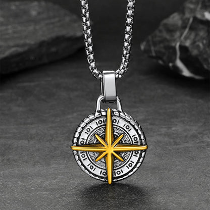 Gothic Compass Necklace Polaris Pendant for Father Gift