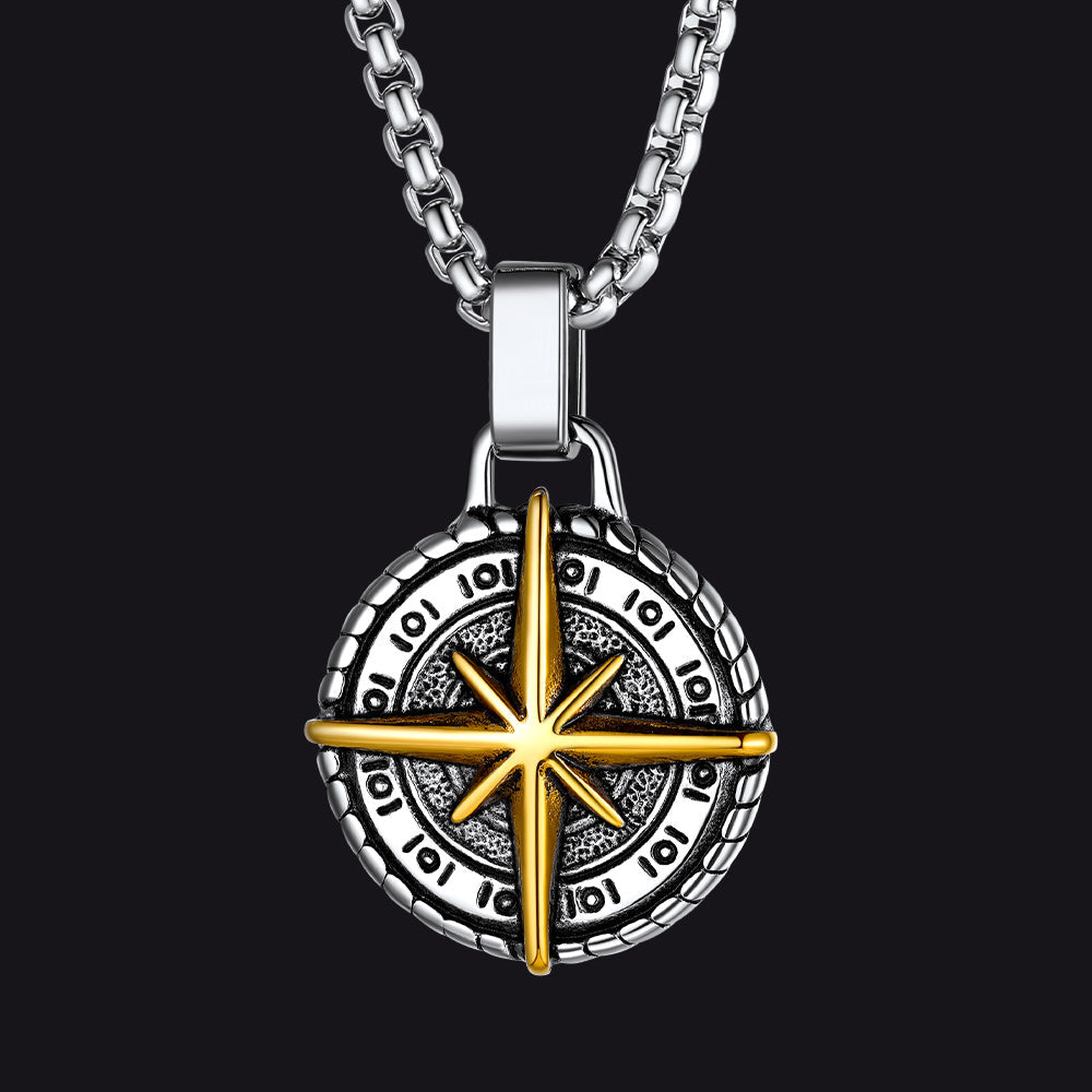 Gothic Compass Necklace Polaris Pendant for Father Gift