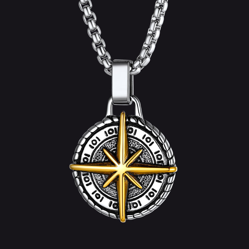 Gothic Compass Necklace Polaris Pendant for Father Gift
