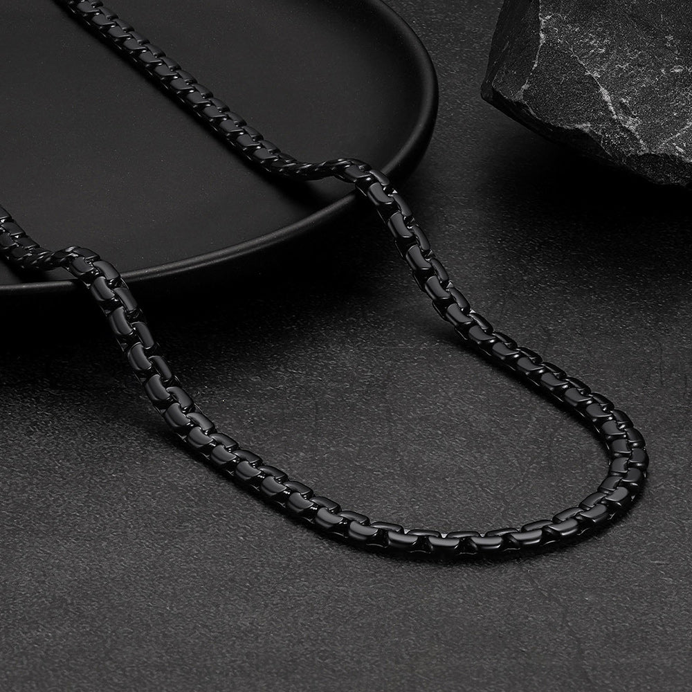 Flat Box Chain & St. Michael Layered Necklaces Set for