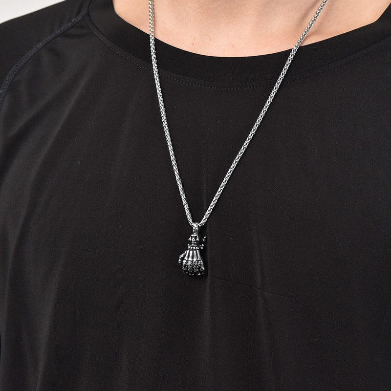 Gothic Skeleton Skull Hand Pendant Necklace