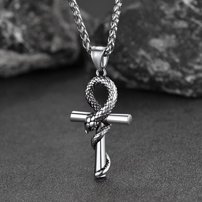 Snake Ankh Cross Necklace Egyptian Pendant for