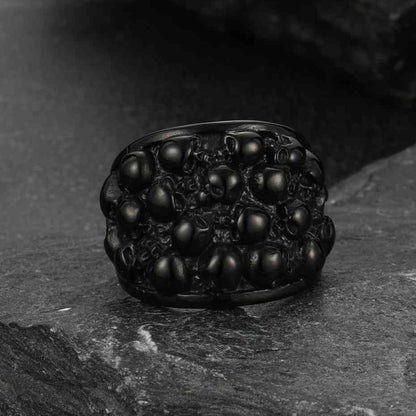 Gothic Skeleton Multi Skull Stainless Steel Band Ring for
