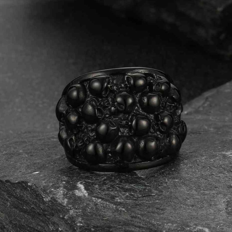 Gothic Skeleton Multi Skull Stainless Steel Band Ring for