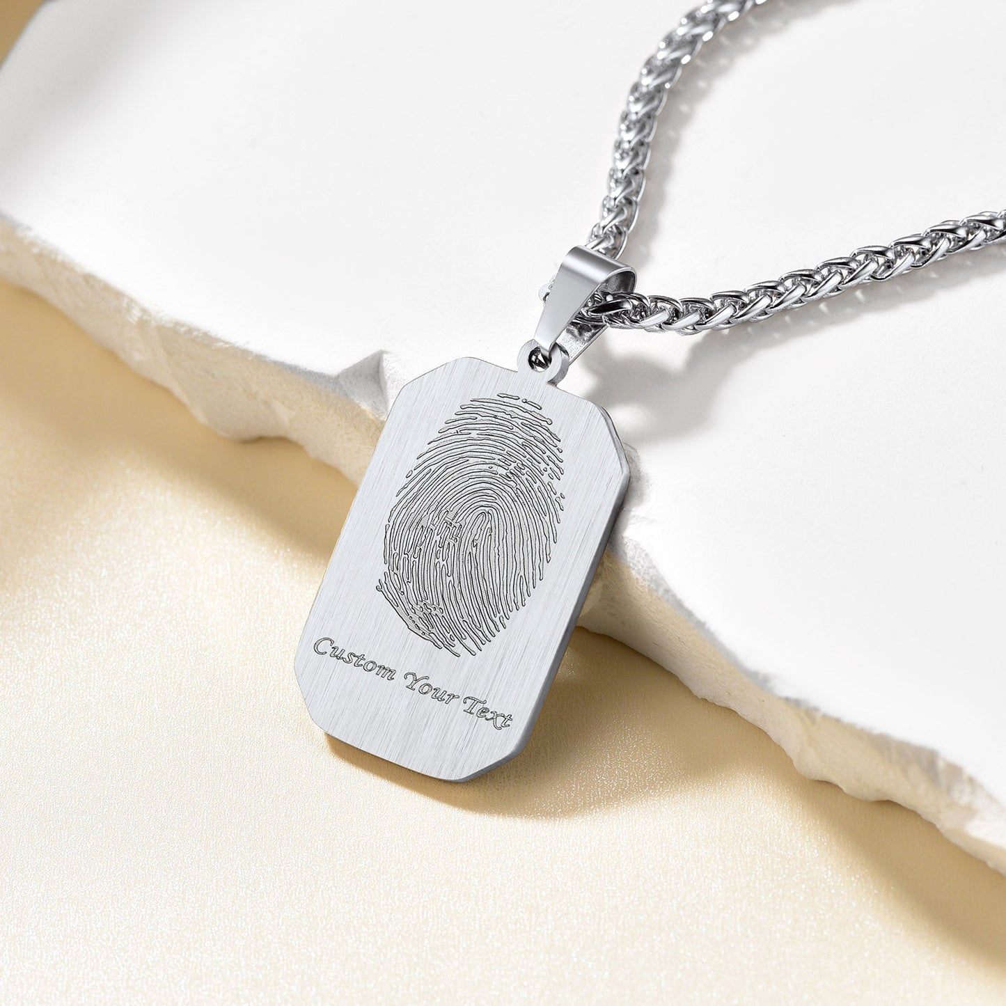 Personalized Picture Fingerprint Dog Tag Necklace for