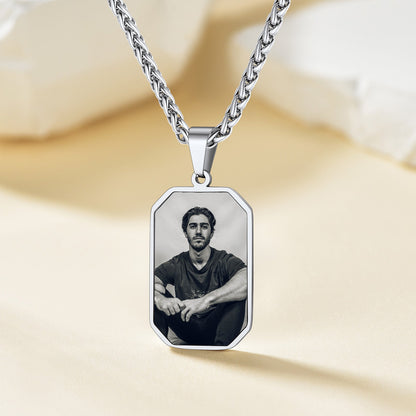 Personalized Picture Fingerprint Dog Tag Necklace for