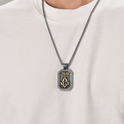 Engraved Freemason Masonic Dog Tag Necklace for