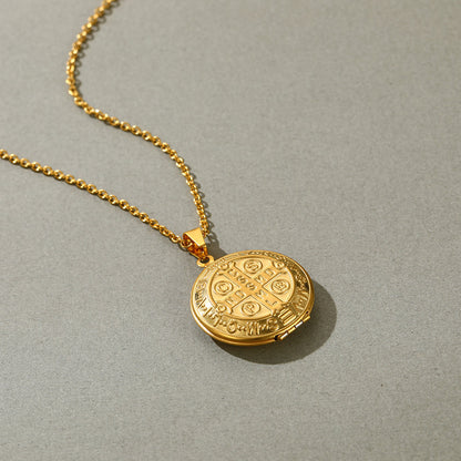 Faithheart Custom Engraving Saint Benedict of Nursia Pendant Locket Necklace
