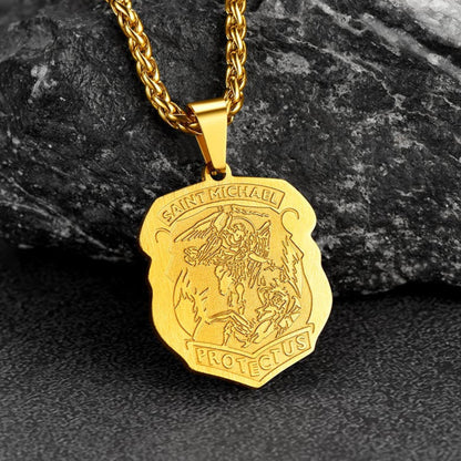 Archangel St. Michael Necklace Medal Shield Pendant for