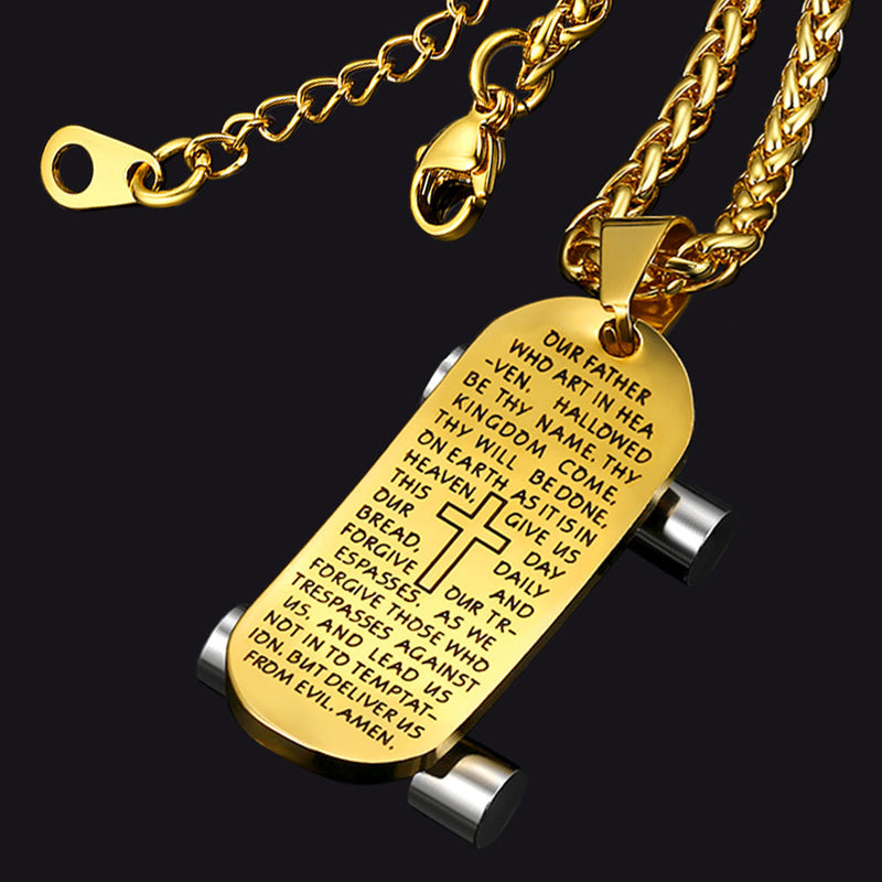 Christian Lord's Prayer Skateboard Necklace Pendant for