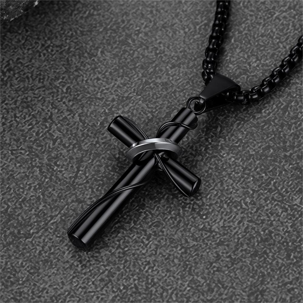 Christian Halo Ring Cross Necklace Pendant for