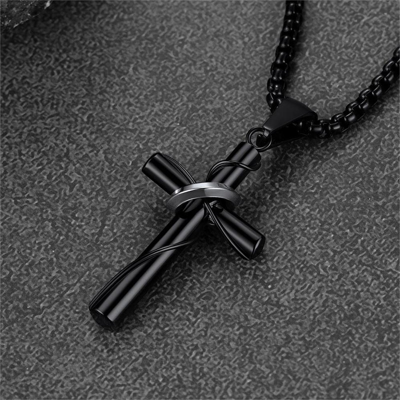 Christian Halo Ring Cross Necklace Pendant for
