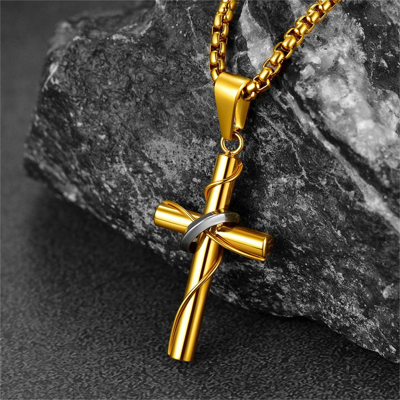 Christian Halo Ring Cross Necklace Pendant for