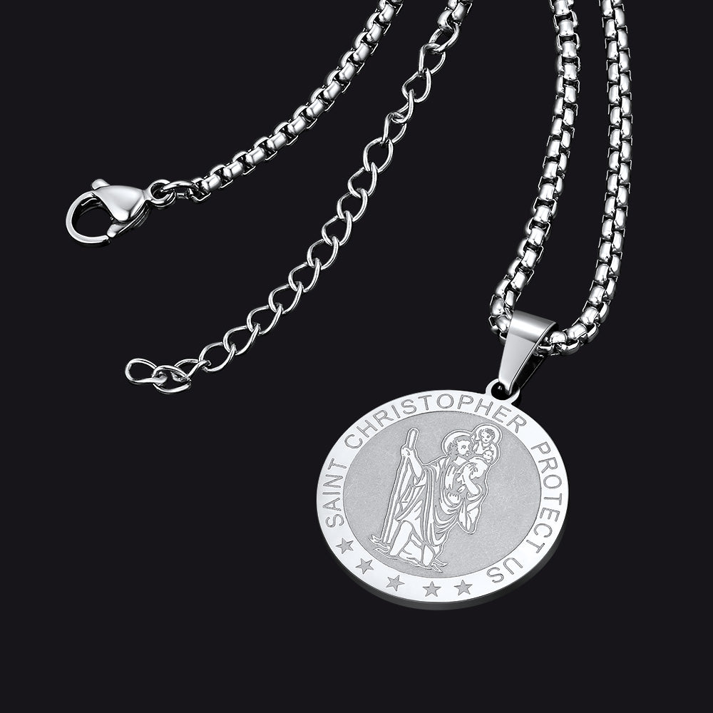 Round St. Christopher Medallion Necklace for